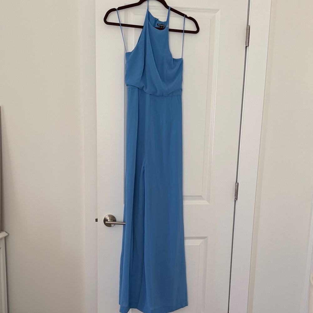 Elegant Blue Halter Maxi Romper